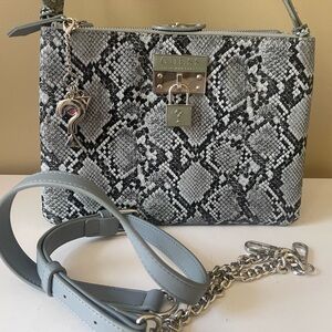 Guess Gray Crossbody Bag with Snakeskin Print